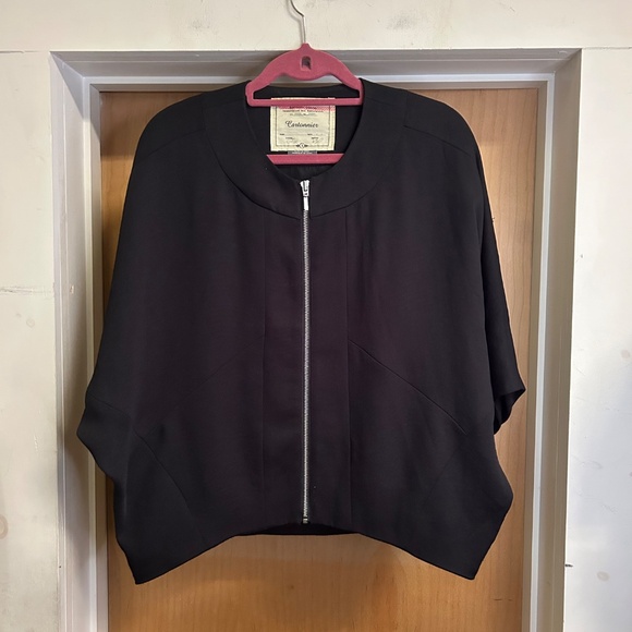 Anthropologie Cartonnier Black Jaye Cape Dolman Zip Up Jacket - size S - Picture 2 of 5